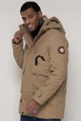 Купить Спортивная молодежная куртка удлиненная мужская бежевого цвета 90020B, фото 11
