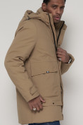 Купить Спортивная молодежная куртка удлиненная мужская бежевого цвета 90020B, фото 12