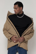 Купить Спортивная молодежная куртка удлиненная мужская бежевого цвета 90020B, фото 15