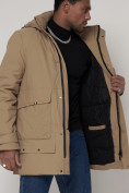 Купить Спортивная молодежная куртка удлиненная мужская бежевого цвета 90020B, фото 16