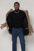 Купить Спортивная молодежная куртка удлиненная мужская бежевого цвета 90020B, фото 9