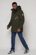 Купить Спортивная молодежная куртка удлиненная мужская цвета хаки 90020Kh, фото 2
