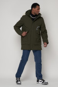 Купить Спортивная молодежная куртка удлиненная мужская цвета хаки 90020Kh, фото 3