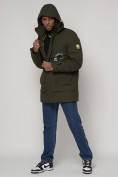 Купить Спортивная молодежная куртка удлиненная мужская цвета хаки 90020Kh, фото 6