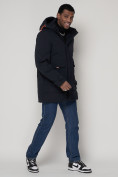 Купить Спортивная молодежная куртка удлиненная мужская темно-синего цвета 90020TS, фото 3