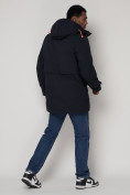 Купить Спортивная молодежная куртка удлиненная мужская темно-синего цвета 90020TS, фото 4