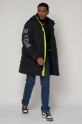 Купить Спортивная молодежная куртка удлиненная мужская черного цвета 9005Ch, фото 11