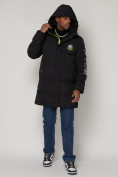 Купить Спортивная молодежная куртка удлиненная мужская черного цвета 9005Ch, фото 5