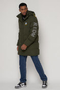 Купить Спортивная молодежная куртка удлиненная мужская цвета хаки 9005Kh, фото 2