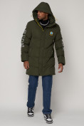 Купить Спортивная молодежная куртка удлиненная мужская цвета хаки 9005Kh, фото 5