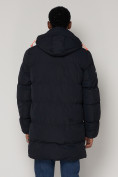 Купить Спортивная молодежная куртка удлиненная мужская темно-синего цвета 9005TS, фото 12