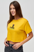 Купить Топ футболка женская горчичного цвета 9008G, фото 4