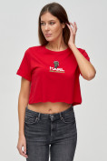 Купить Топ футболка женская красного цвета 9008Kr