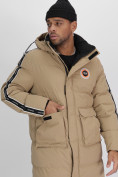 Купить Спортивная молодежная куртка удлиненная мужская бежевого цвета 9009B, фото 11