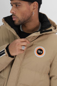 Купить Спортивная молодежная куртка удлиненная мужская бежевого цвета 9009B, фото 12