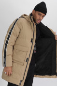 Купить Спортивная молодежная куртка удлиненная мужская бежевого цвета 9009B, фото 15