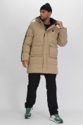 Купить Спортивная молодежная куртка удлиненная мужская бежевого цвета 9009B, фото 18