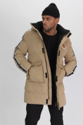 Купить Спортивная молодежная куртка удлиненная мужская бежевого цвета 9009B, фото 20