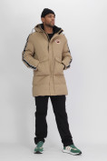 Купить Спортивная молодежная куртка удлиненная мужская бежевого цвета 9009B, фото 21