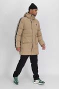 Купить Спортивная молодежная куртка удлиненная мужская бежевого цвета 9009B, фото 3