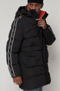 Купить Спортивная молодежная куртка удлиненная мужская черного цвета 9009Ch, фото 10