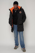 Купить Спортивная молодежная куртка удлиненная мужская черного цвета 9009Ch, фото 12