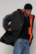 Купить Спортивная молодежная куртка удлиненная мужская черного цвета 9009Ch, фото 16