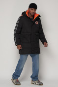 Купить Спортивная молодежная куртка удлиненная мужская черного цвета 9009Ch, фото 2