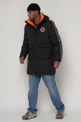 Купить Спортивная молодежная куртка удлиненная мужская черного цвета 9009Ch, фото 3
