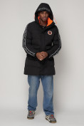 Купить Спортивная молодежная куртка удлиненная мужская черного цвета 9009Ch, фото 5