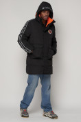 Купить Спортивная молодежная куртка удлиненная мужская черного цвета 9009Ch, фото 7