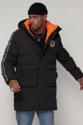 Купить Спортивная молодежная куртка удлиненная мужская черного цвета 9009Ch, фото 8