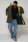 Купить Спортивная молодежная куртка удлиненная мужская цвета хаки 9009Kh, фото 13