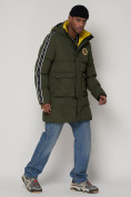 Купить Спортивная молодежная куртка удлиненная мужская цвета хаки 9009Kh, фото 3