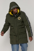 Купить Спортивная молодежная куртка удлиненная мужская цвета хаки 9009Kh, фото 5