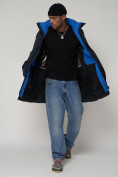 Купить Спортивная молодежная куртка удлиненная мужская темно-синего цвета 9009TS, фото 8