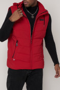 Купить Спортивная жилетка утепленная мужская красного цвета 902Kr, фото 12