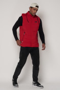 Купить Спортивная жилетка утепленная мужская красного цвета 902Kr, фото 3