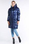 Купить Куртка зимняя женская молодежная темно-синего цвета 9131_22TS