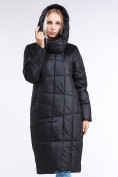 Купить Куртка зимняя женская молодежная стеганная черного цвета 9163_01Ch, фото 4