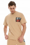 Купить Костюм джоггеры с футболкой бежевого цвета 9181B, фото 5