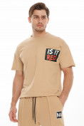 Купить Костюм джоггеры с футболкой бежевого цвета 9181B, фото 7