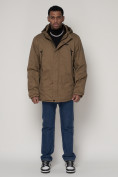 Купить Парка мужская зимняя с мехом бежевого цвета 92112B