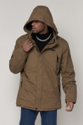 Купить Парка мужская зимняя с мехом бежевого цвета 92112B, фото 10