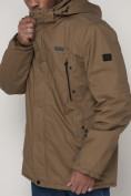 Купить Парка мужская зимняя с мехом бежевого цвета 92112B, фото 12