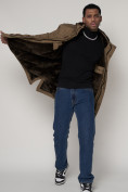 Купить Парка мужская зимняя с мехом бежевого цвета 92112B, фото 15