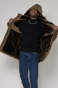 Купить Парка мужская зимняя с мехом бежевого цвета 92112B, фото 16