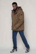 Купить Парка мужская зимняя с мехом бежевого цвета 92112B, фото 2