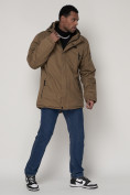 Купить Парка мужская зимняя с мехом бежевого цвета 92112B, фото 3