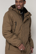 Купить Парка мужская зимняя с мехом бежевого цвета 92112B, фото 8